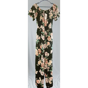 Women's Eyeshadow Floral Jumpsuit L Black